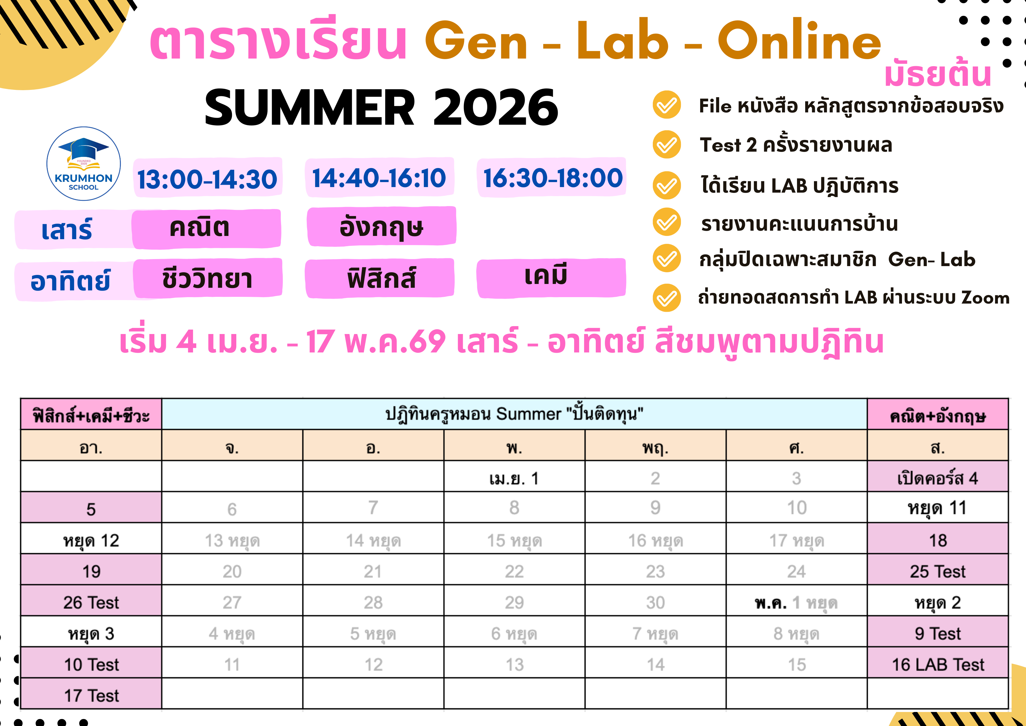 มัธยมต้น คอร์ส 1 Summer Onsite